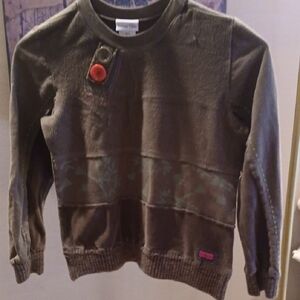 Naartjie Kids Dark Olive Sweater with Red Button Accent